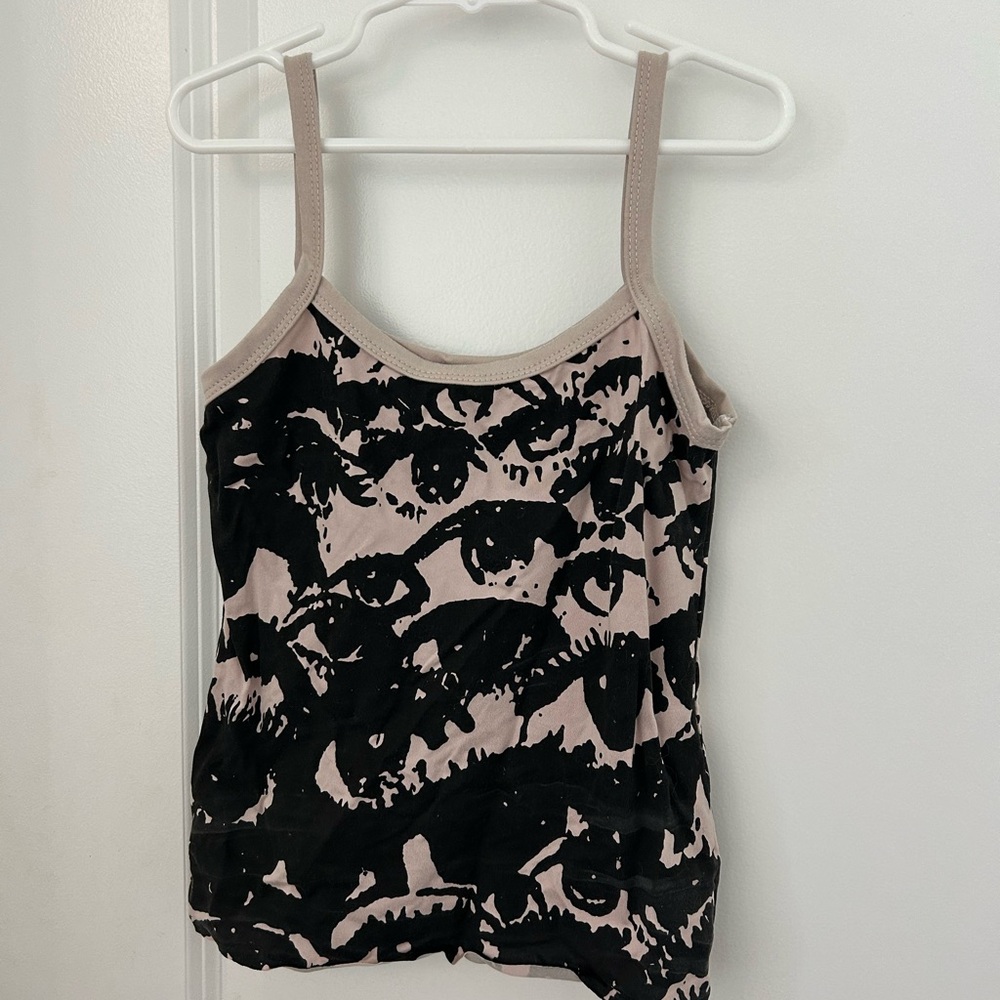 Sleeveless Black & Blush Patterned Women's Tank Top